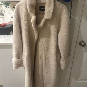 Express Women's Cream Sherpa Coat